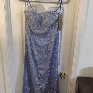 Daniella couture blue crystal work gown